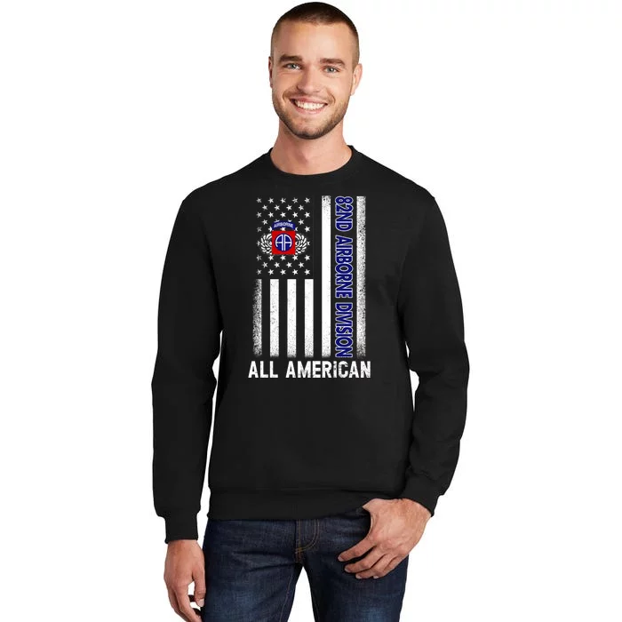 82nd Airborne Division American Flag Vintage Fathers Day Tall Sweatshirt