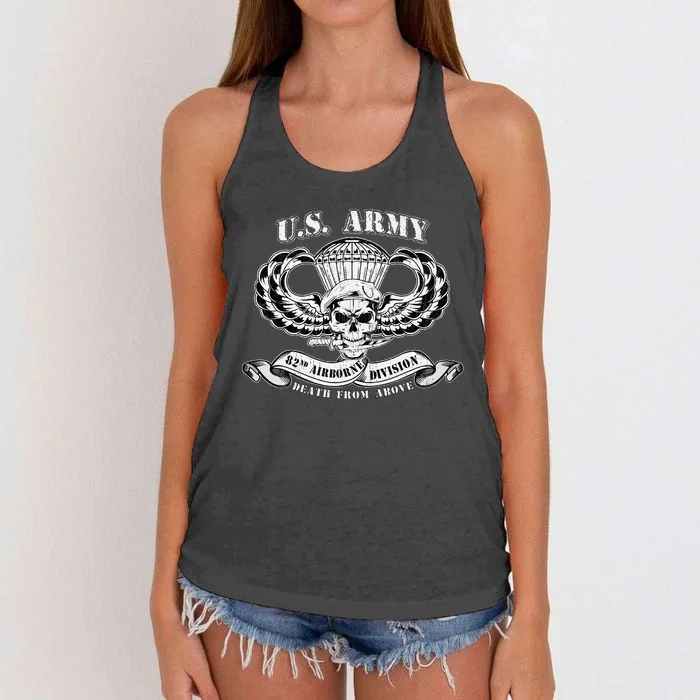 82nd Airborne Division Paratrooper Veteran Fort Bragg Gifts Women's Knotted Racerback Tank