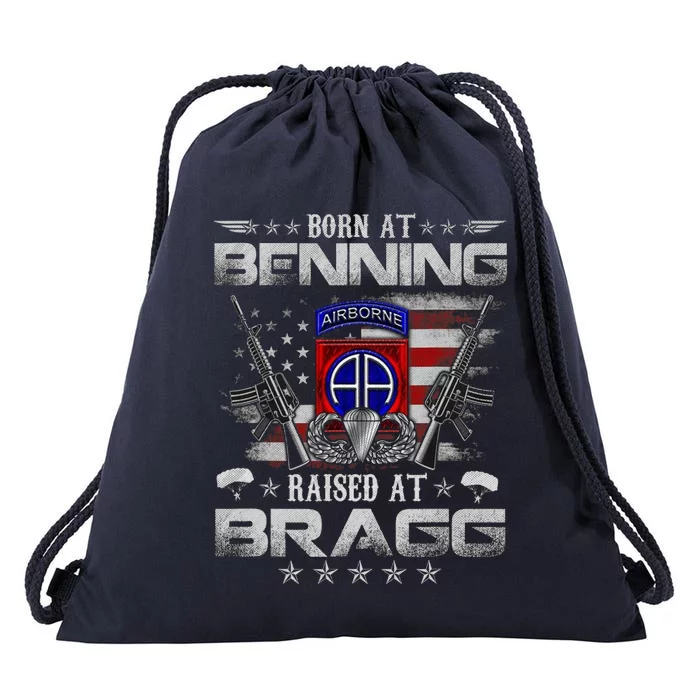 82nd Airborne Division Born At Ft Benning Raised Fort Bragg Drawstring Bag