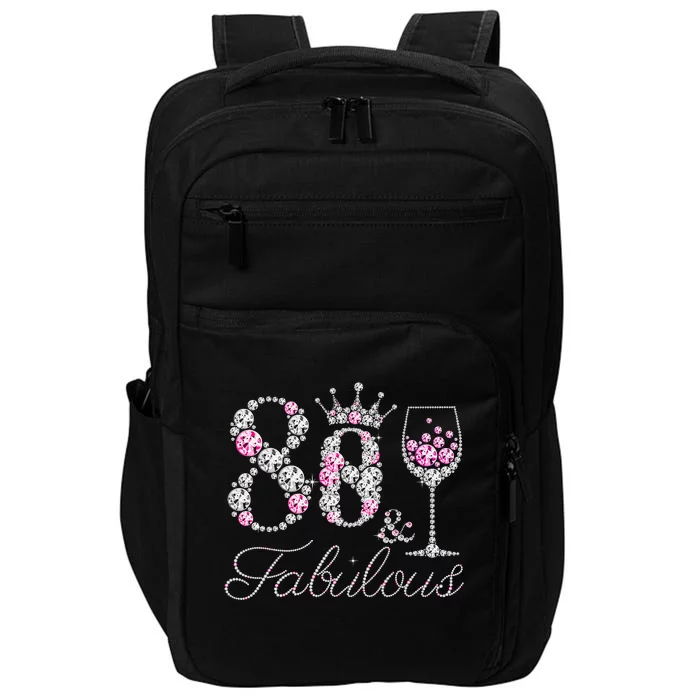 80 And Fabulous Diamond Wine Glass 80 Years Old Birthday Impact Tech Backpack