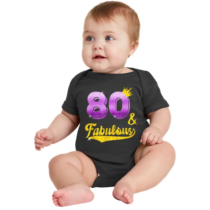 80 and fabulous - 80 years old Gift - 80th Birthday Baby Bodysuit