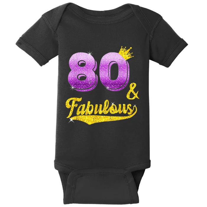 80 and fabulous - 80 years old Gift - 80th Birthday Baby Bodysuit