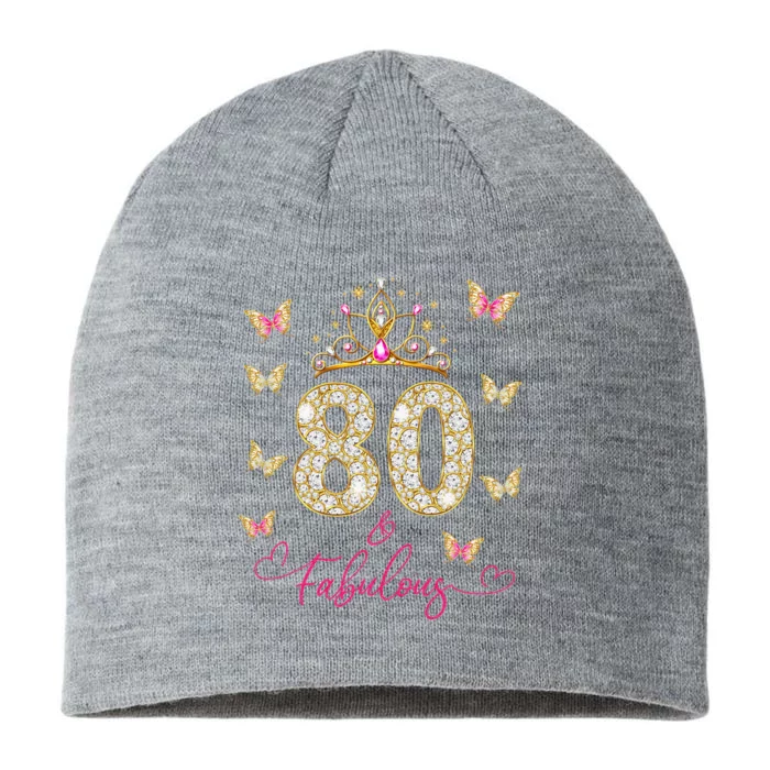 80 And Fabulous 80 Years Old Women 80th Birthday 8 1/2in Sustainable Knit Beanie