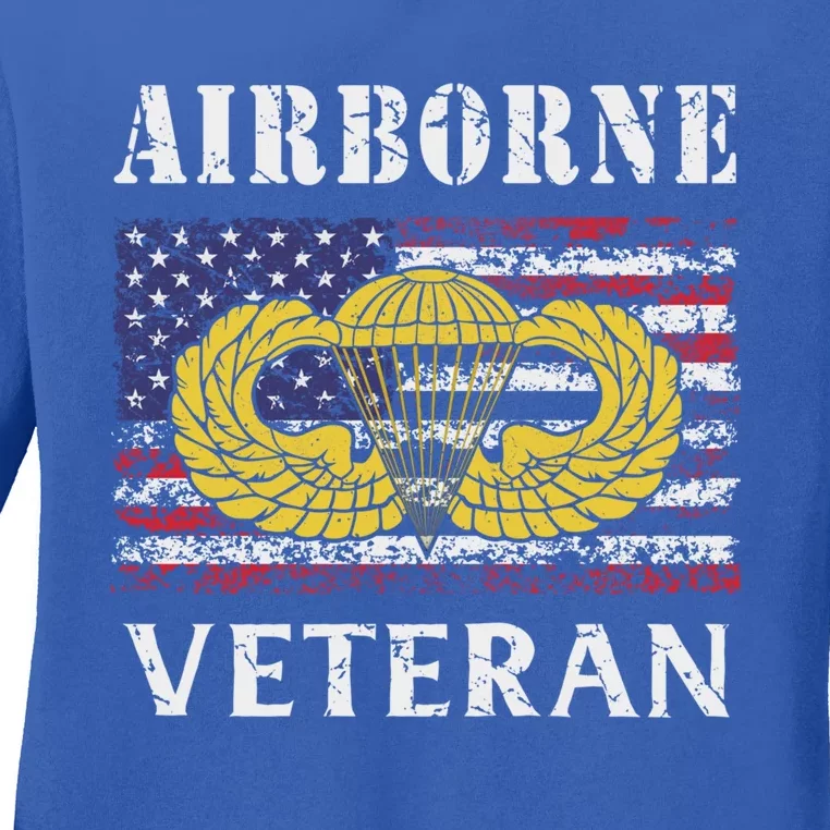 82nd Airborne Paratrooper Jump Wings Us Flag Army Veteran Cute Gift Ladies Long Sleeve Shirt