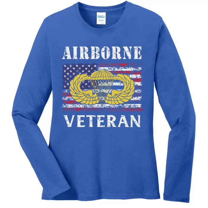 82nd Airborne Paratrooper Jump Wings Us Flag Army Veteran Cute Gift Ladies Long Sleeve Shirt