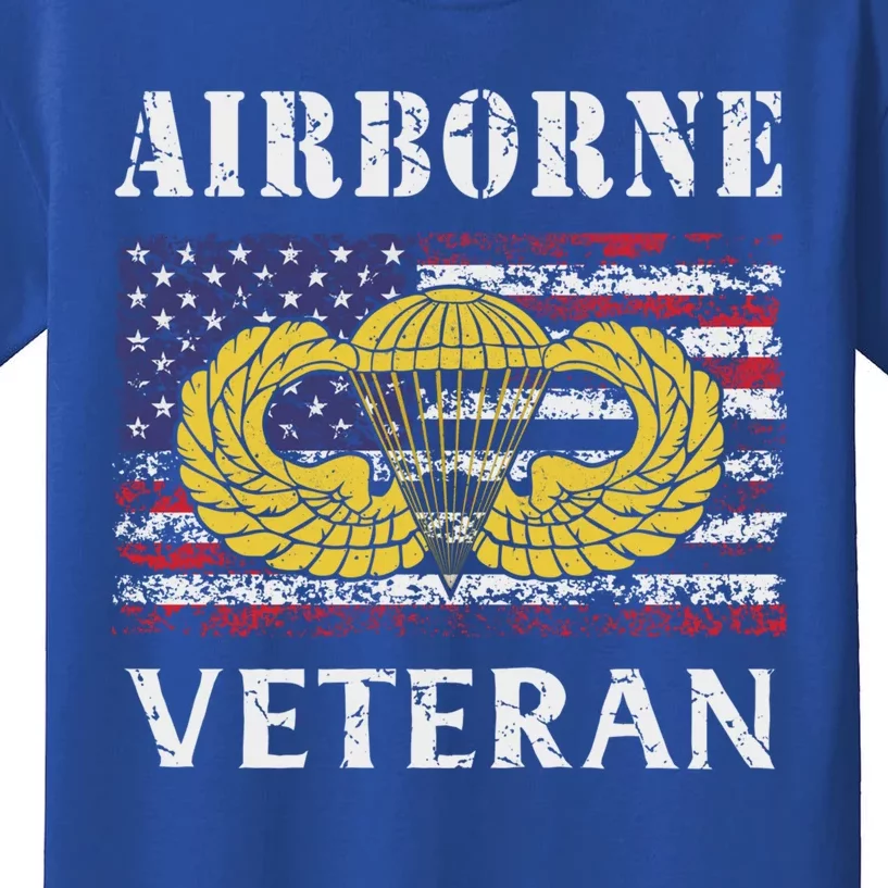 82nd Airborne Paratrooper Jump Wings Us Flag Army Veteran Cute Gift Kids T-Shirt