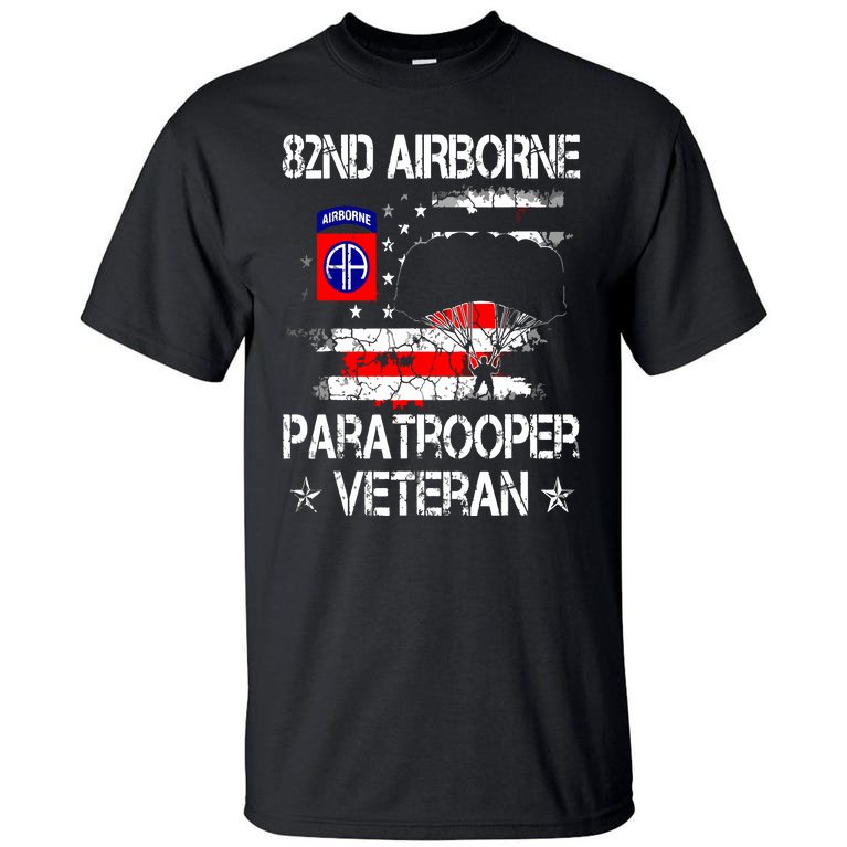 82nd Airborne Paratrooper Veteran Flag Veterans Day Tall T-Shirt
