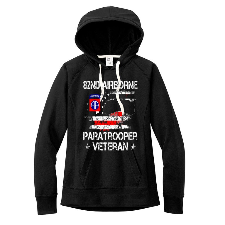 82nd Airborne Paratrooper Veteran Flag Veterans Day Women's Fleece Hoodie