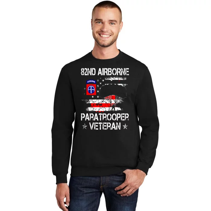 82nd Airborne Paratrooper Veteran Flag Veterans Day Tall Sweatshirt