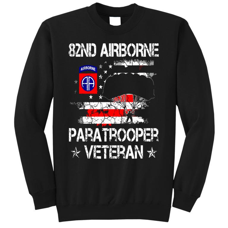 82nd Airborne Paratrooper Veteran Flag Veterans Day Tall Sweatshirt