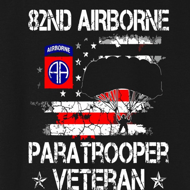 82nd Airborne Paratrooper Veteran Flag Veterans Day Women's Crop Top Tee