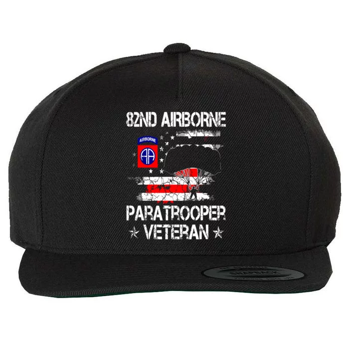 82nd Airborne Paratrooper Veteran Flag, Veterans Day Wool Snapback Cap