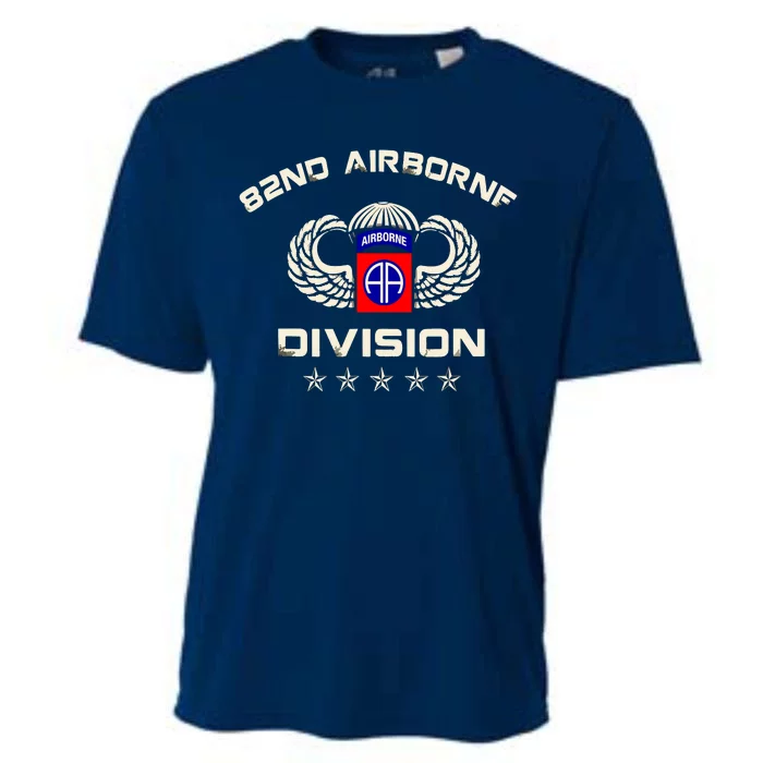 82nd Airborne Paratrooper Veteran Flag Veterans Day Cooling Performance Crew T-Shirt