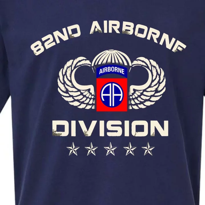 82nd Airborne Paratrooper Veteran Flag Veterans Day Sueded Cloud Jersey T-Shirt