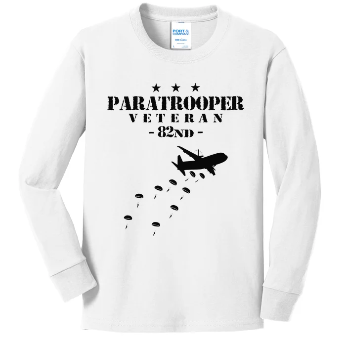 82nd Airborne Veteran Paratrooper Kids Long Sleeve Shirt