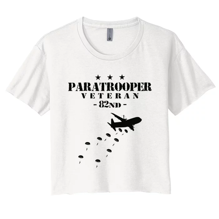 82nd Airborne Veteran Paratrooper Women's Crop Top Tee