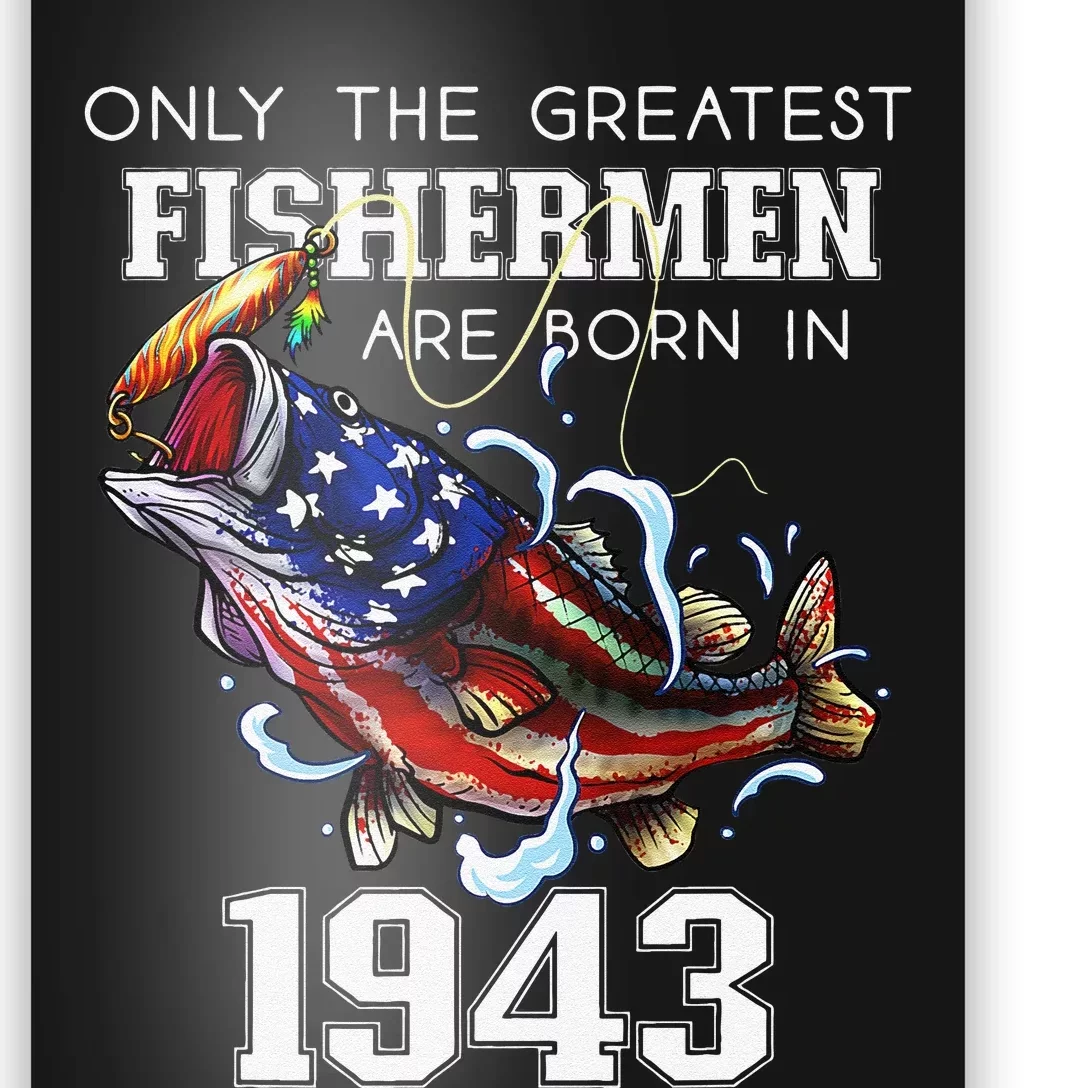 80th Birthday 1943 Fisherman Bass Fishing 80 Year Old Poster