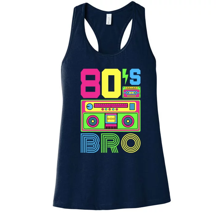 80s Bro 1980s Fashion 80 Theme Party Outfit Eighties Costume Women's Racerback Tank