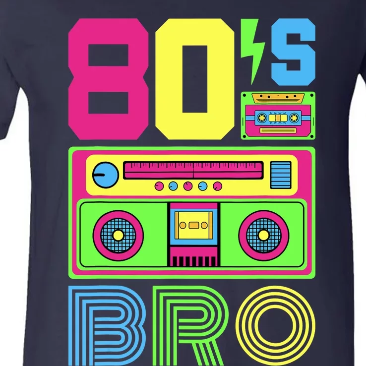 80s Bro 1980s Fashion 80 Theme Party Outfit Eighties Costume V-Neck T-Shirt