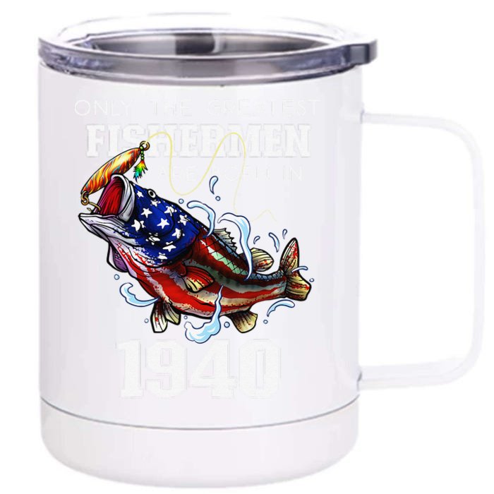 83rd Birthday 1940 Fisherman Bass Fishing 83 Year Old Front & Back 12oz Stainless Steel Tumbler Cup