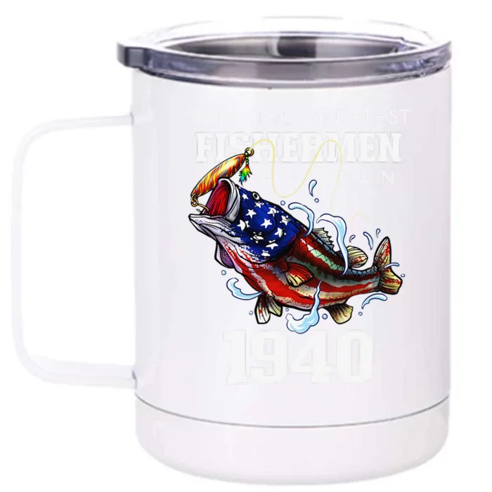 83rd Birthday 1940 Fisherman Bass Fishing 83 Year Old Front & Back 12oz Stainless Steel Tumbler Cup