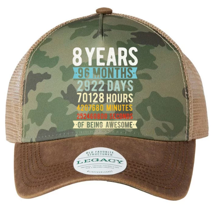 8th Birthday 8 Years Old Vintage Retro 96 Months Cute Legacy Tie Dye Trucker Hat