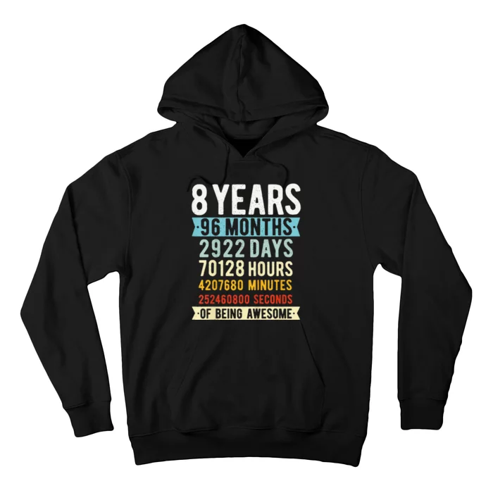 8th Birthday 8 Years Old Vintage Retro 96 Months Cute Hoodie