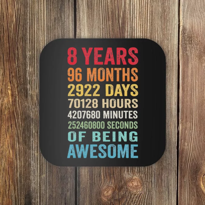 8th Birthday 8 Years Old Vintage Retro 96 Months Coaster