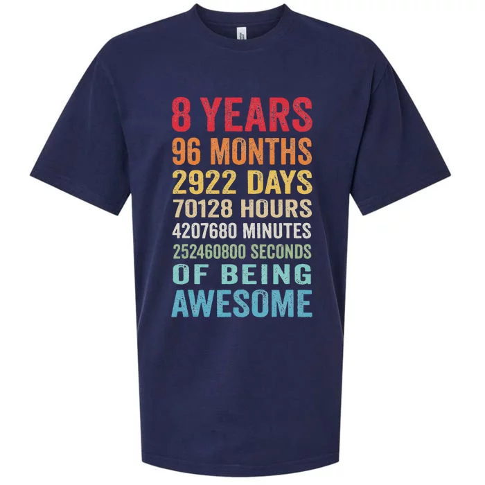 8th Birthday 8 Years Old Vintage Retro 96 Months Sueded Cloud Jersey T-Shirt