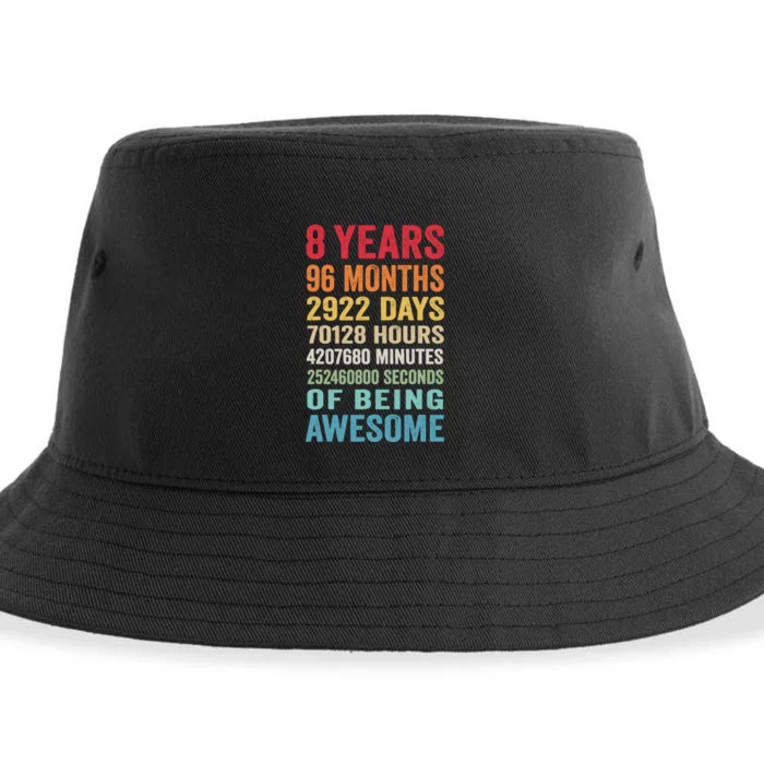 8th Birthday 8 Years Old Vintage Retro 96 Months Sustainable Bucket Hat