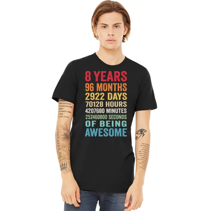 8th Birthday 8 Years Old Vintage Retro 96 Months Premium T-Shirt