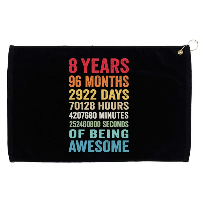 8th Birthday 8 Years Old Vintage Retro 96 Months Grommeted Golf Towel