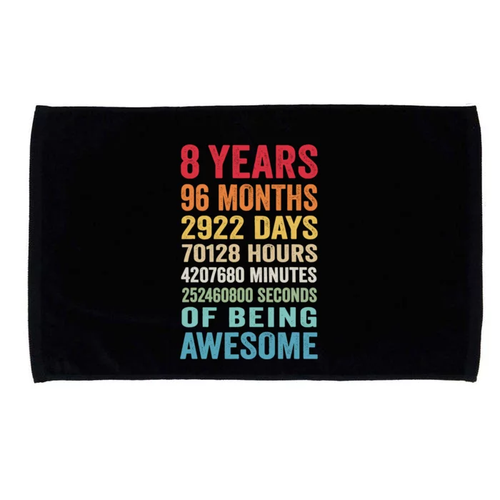 8th Birthday 8 Years Old Vintage Retro 96 Months Microfiber Hand Towel