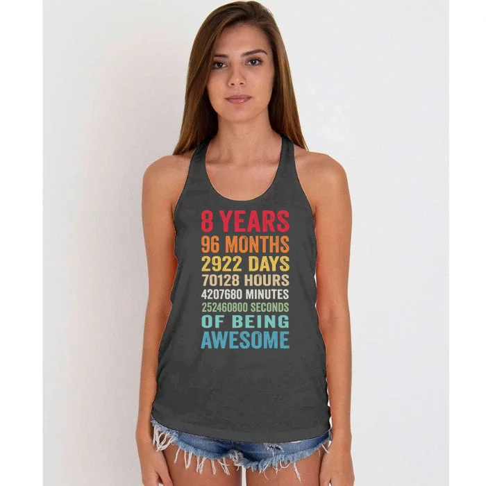 8th Birthday 8 Years Old Vintage Retro 96 Months Women's Knotted Racerback Tank