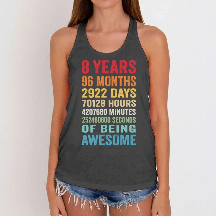 8th Birthday 8 Years Old Vintage Retro 96 Months Women's Knotted Racerback Tank