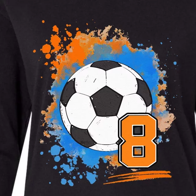 8th Birthday 8 Years Old Soccer Ball Womens Cotton Relaxed Long Sleeve T-Shirt