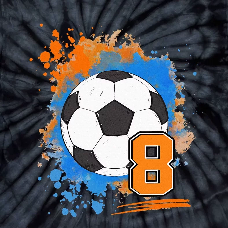 8th Birthday 8 Years Old Soccer Ball Tie-Dye T-Shirt