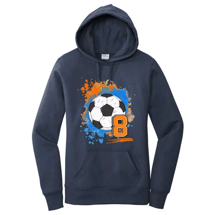 8th Birthday 8 Years Old Soccer Ball Women's Pullover Hoodie