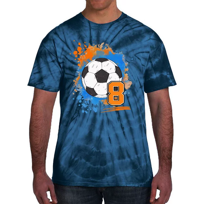 8th Birthday 8 Years Old Soccer Ball Tie-Dye T-Shirt