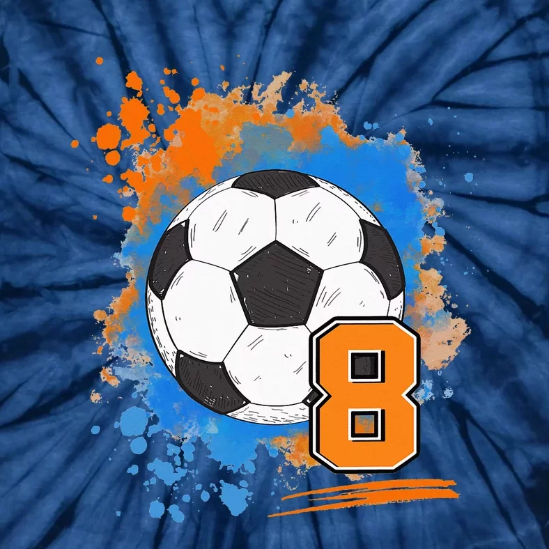 8th Birthday 8 Years Old Soccer Ball Tie-Dye T-Shirt