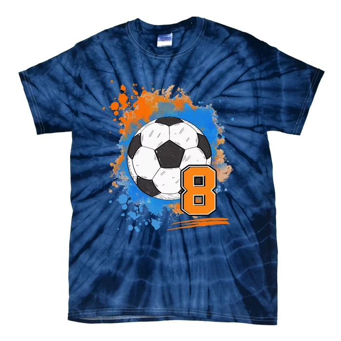 8th Birthday 8 Years Old Soccer Ball Tie-Dye T-Shirt