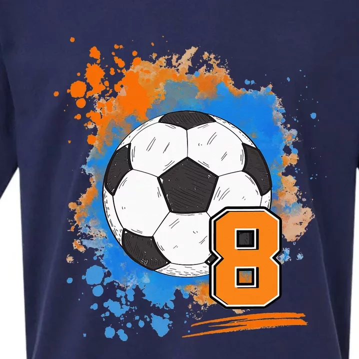 8th Birthday 8 Years Old Soccer Ball Sueded Cloud Jersey T-Shirt