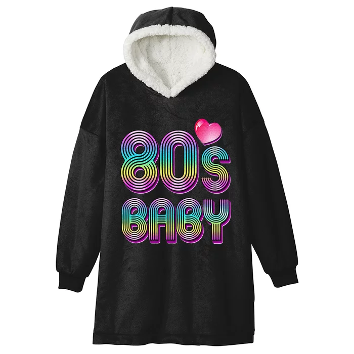 80s Baby 80s Retro Heart Women Cute Hooded Wearable Blanket