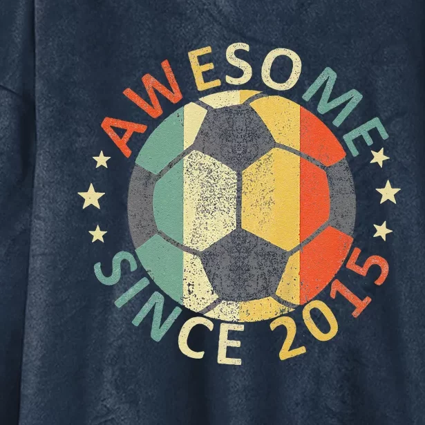 8th Birthday 8 Yrs Old Awesome Since 2015 Soccer Player Hooded Wearable Blanket