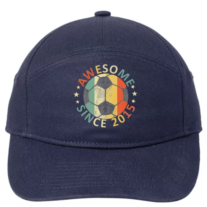 8th Birthday 8 Yrs Old Awesome Since 2015 Soccer Player 7-Panel Snapback Hat