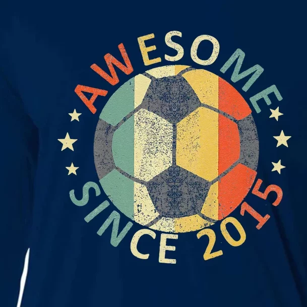 8th Birthday 8 Yrs Old Awesome Since 2015 Soccer Player Cooling Performance Long Sleeve Crew