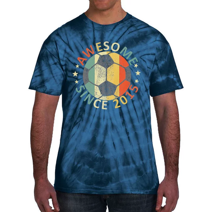 8th Birthday 8 Yrs Old Awesome Since 2015 Soccer Player Tie-Dye T-Shirt