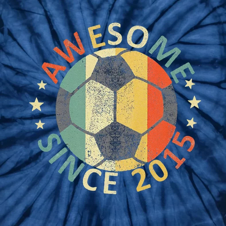 8th Birthday 8 Yrs Old Awesome Since 2015 Soccer Player Tie-Dye T-Shirt