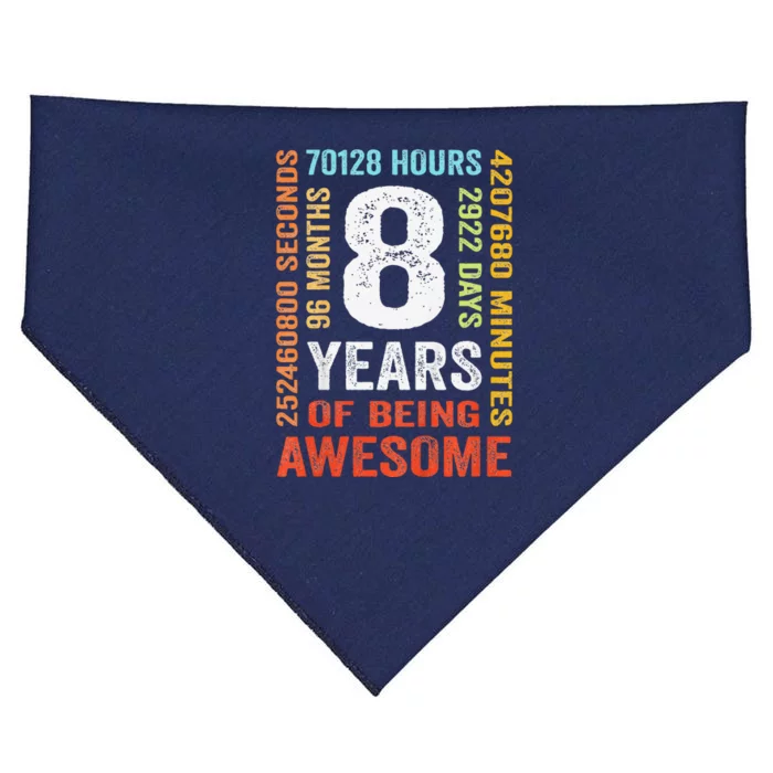 8th Birthday 8 Years Old Vintage 96 Months USA-Made Doggie Bandana