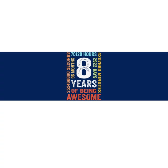 8th Birthday 8 Years Old Vintage 96 Months Bumper Sticker